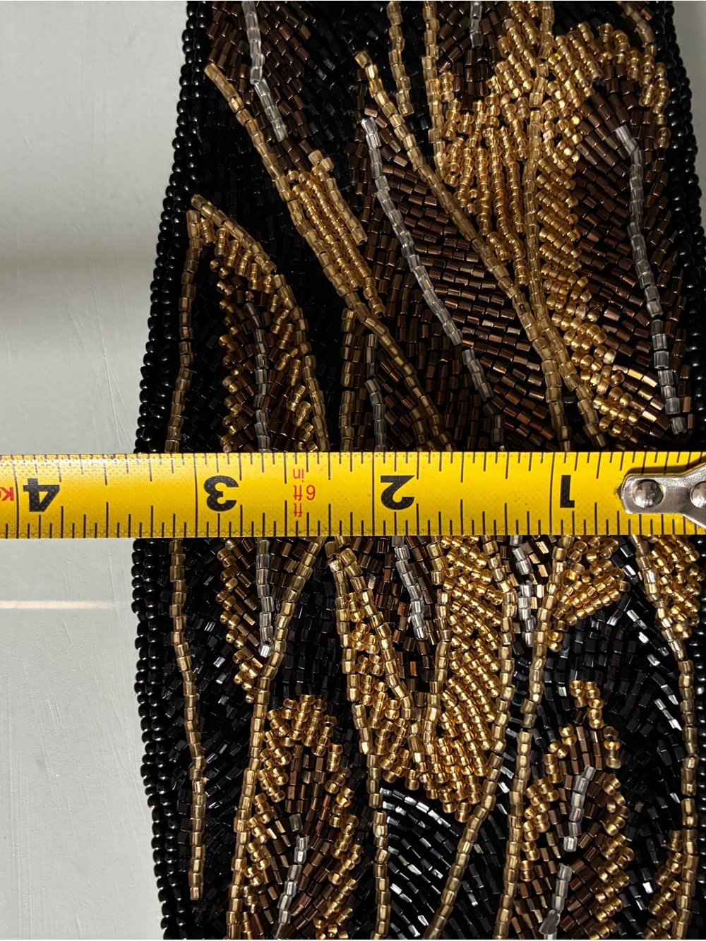 Vintage Beaded Black and Gold Wide Sash Belt - Picture 5 of 6